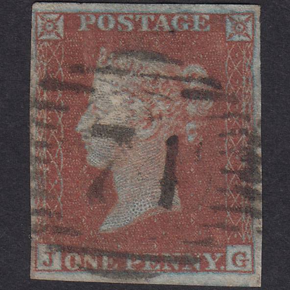 GB QV 1841 1d Red-Brown Plate 140 SG8-B2(1) JG GU 4M London IS Cancel