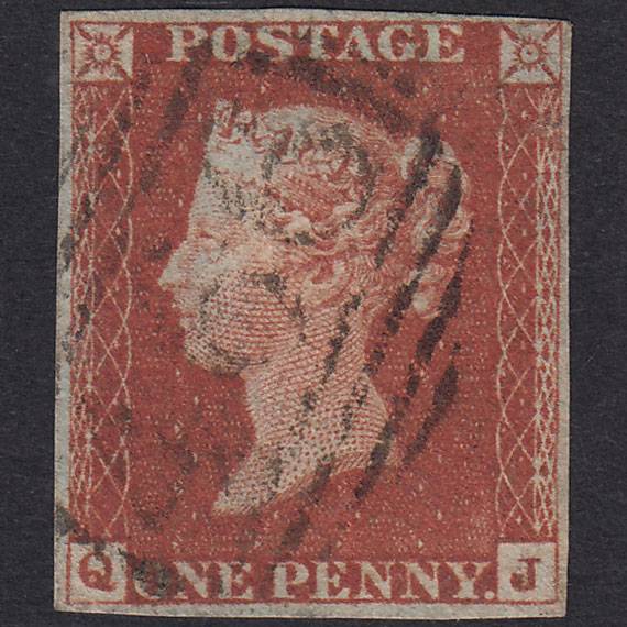 GB QV 1841 1d Red-Brown Plate 52 SG8-B1(1) QJ FU 4 Margins Liverpool 466
