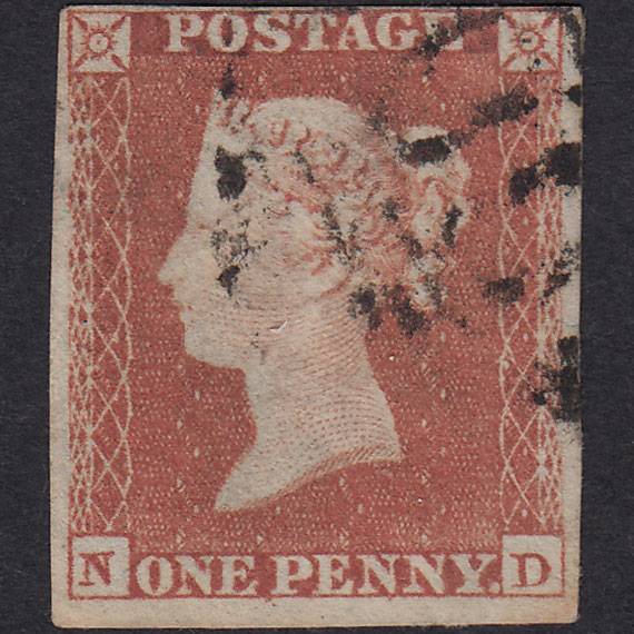 GB QV 1841 1d Red-Brown Plate 146 SG8-B2(1) ND GU 4 Margins