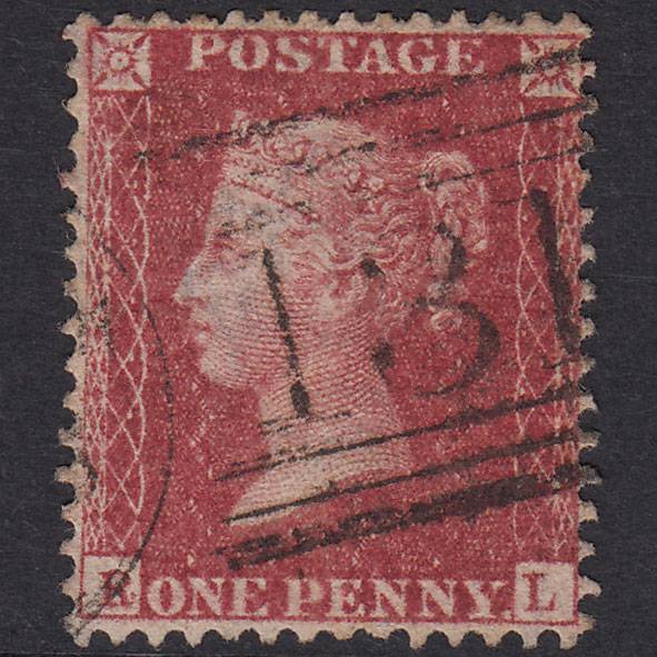 GB QV 1857 1d Plate 58 SG41-C10(2) RL FU Edinburgh 131 Corrosion Mark