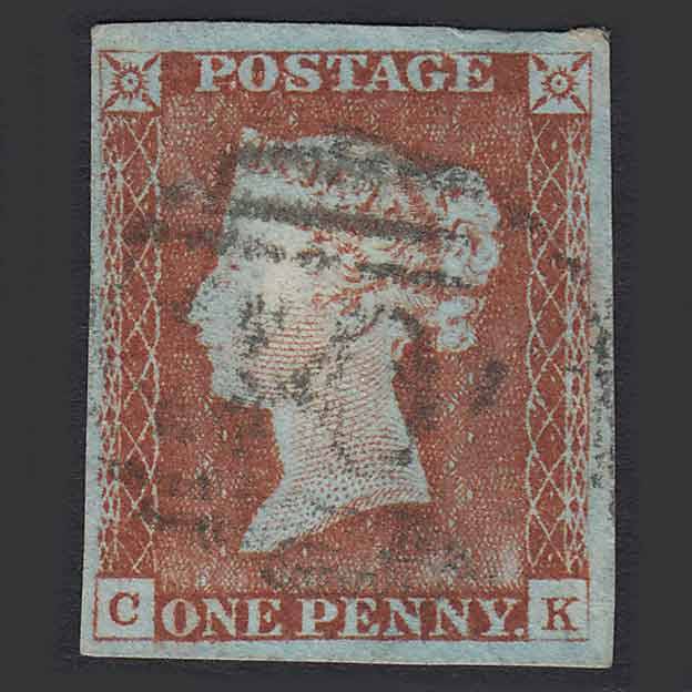 GB QV 1841 1d Pale Red-brown (Plate 65) (SG9) 'CK' FU 4 Margins