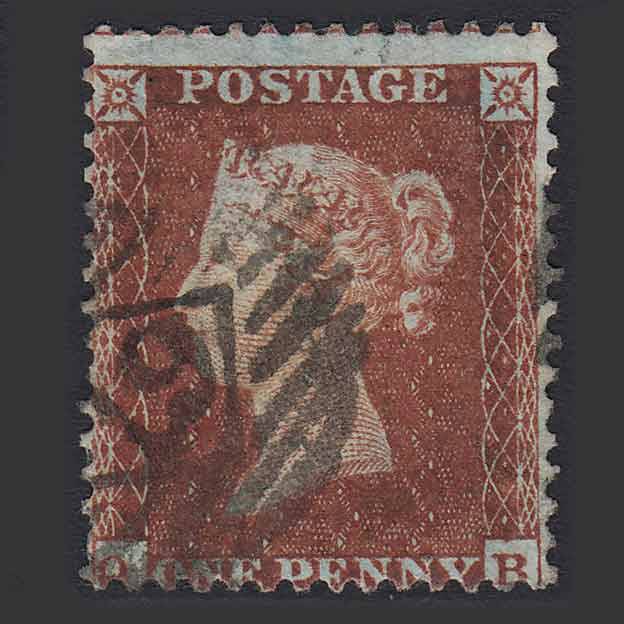 GB QV 1855 1d Plum (Plate 204) C2(4)-sg22 QB FU in London Cat£1250