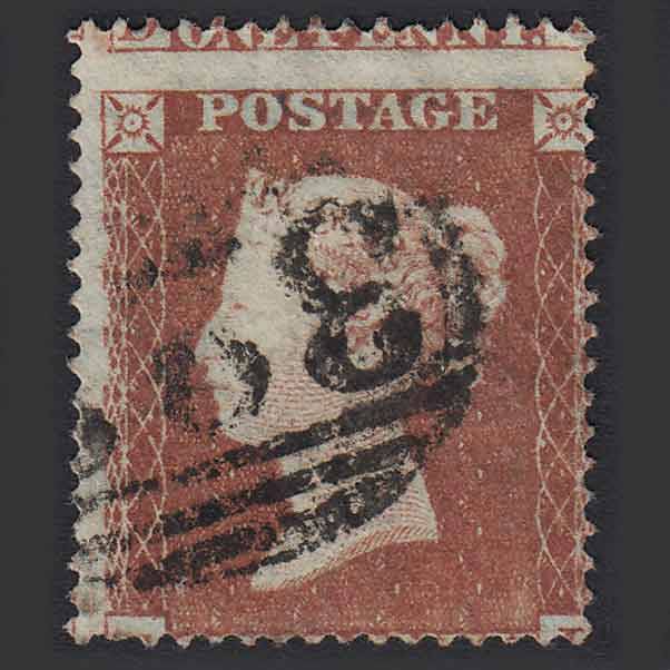 GB QV 1854 1d Red-brown (SG17) FU Large Misperf C1
