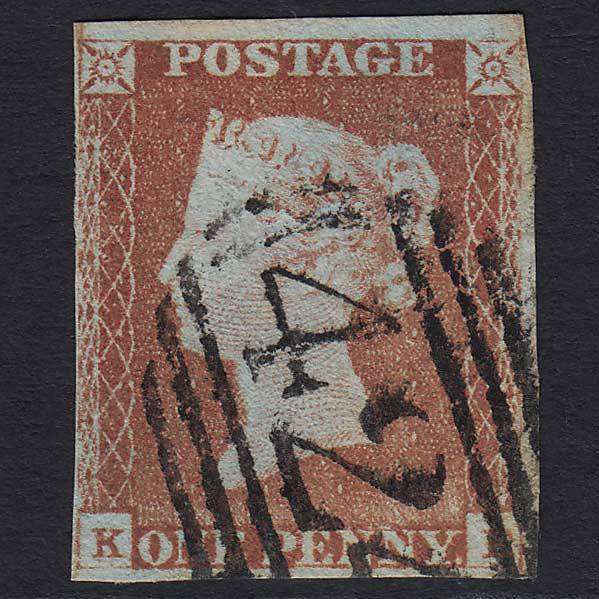 GB QV 1841 1d Red-brown (Plate 65) (SG8) 'KE' FU Knaresborough (424) 4M