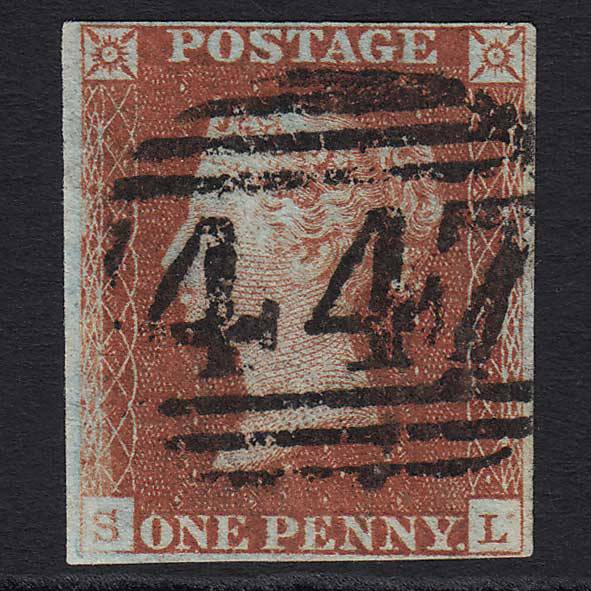 GB QV 1841 1d Red-brown (Plate 48) (SG8) 'SL' GU Leeds (447) 4 Margins
