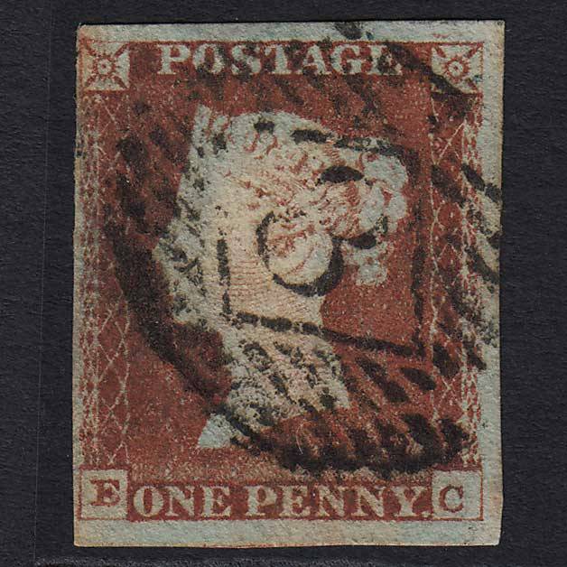 GB QV 1841 1d Red-brown (Plate 70) (SG8) 'EC' GU 4 Margins London IS 3