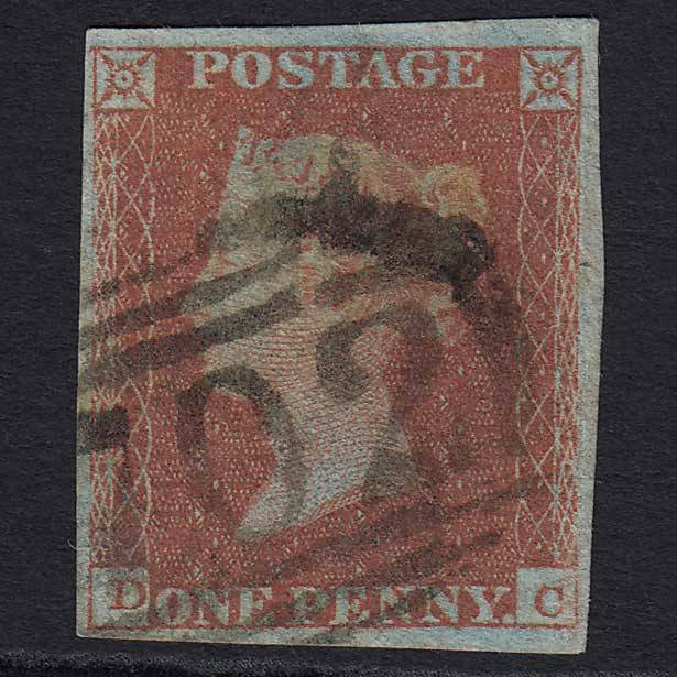 GB QV 1841 1d Red-brown Pl 122 (SG8) 'DC' GU Sherborne (702) 4 Margins