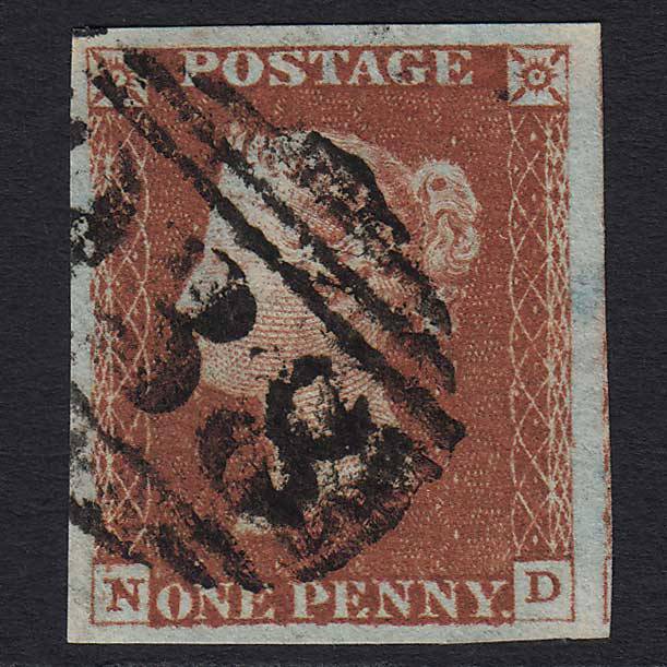 GB QV 1841 1d Red-brown (Plate 61) (SG8) 'ND' FU 4M Imperf