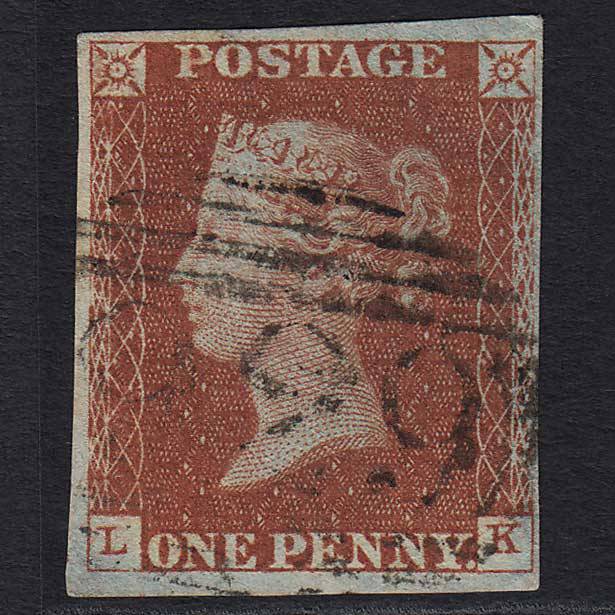 GB QV 1841 1d Red-brown (Plate 44) (SG8) 'LK' GU Yeovil (929) 4M Pinhole