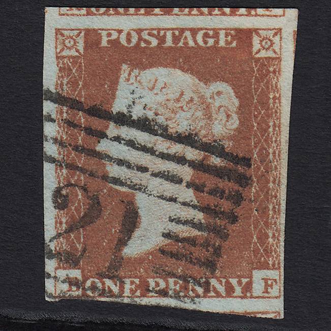 GB QV 1841 1d Red-brown (Plate 87) SG8-B1(1) BF FU in Scotland 4 Margins