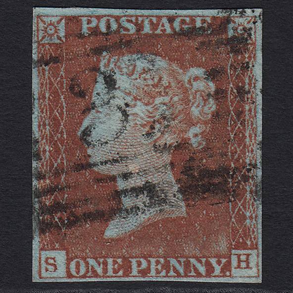 GB QV 1841 1d Very Blued (Plate 53) SG8a-B1(2) SH FU Edinburgh 131 4M