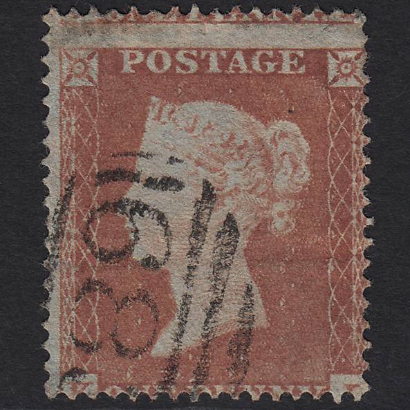 GB QV 1854 1d Red-brown (Plate 185) SG17-C1(1) KL GU Misperf