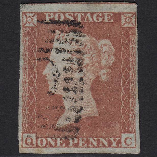 GB QV 1841 1d Red-brown (Plate 152) SG8-B2(1) QC GU in Scotland 4 Margins
