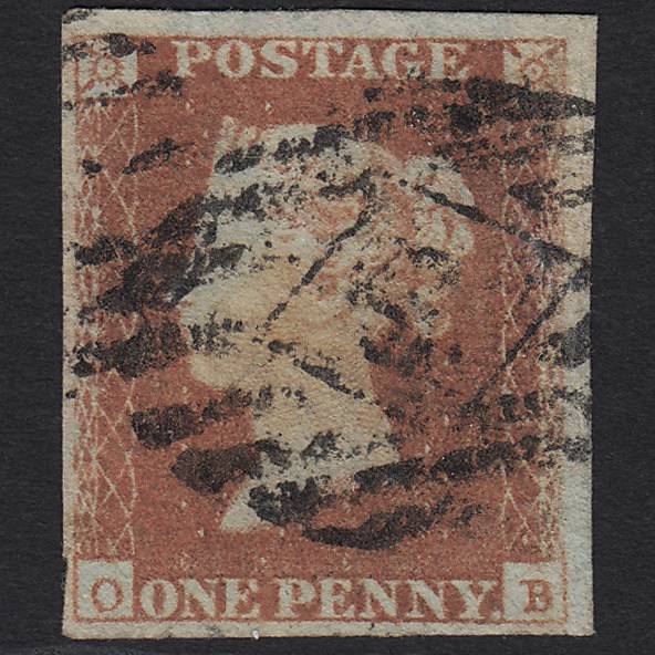 GB QV 1841 1d Red-brown (Plate 99) SG8-B1(1) OB GU in London 4 Margins