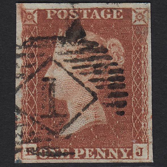 GB QV 1841 1d DP Red-brown Pl 67 SG10-B1(4) EJ VFU London IS 1 4 Margins