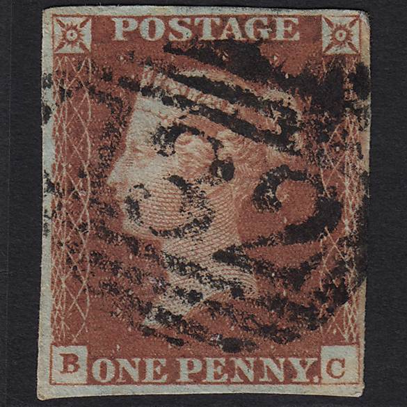 GB QV 1841 1d Red-brown (Plate 68) SG8-B1(1) BC GU Brighton 132 4 Margins