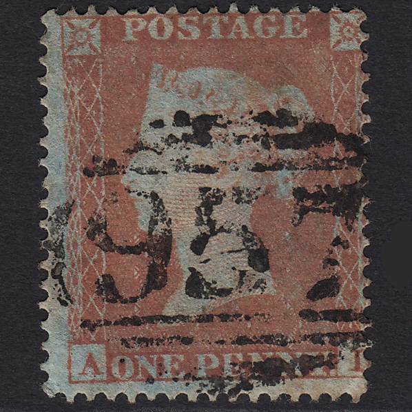 GB QV 1854 1d Red-brown SG17-C1(1) AL GU Nuneaton 957