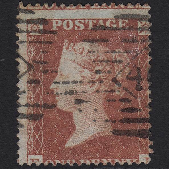 GB QV 1854 1d Red-brown SG17-C1(1) GU in London IS Cancel Misperf