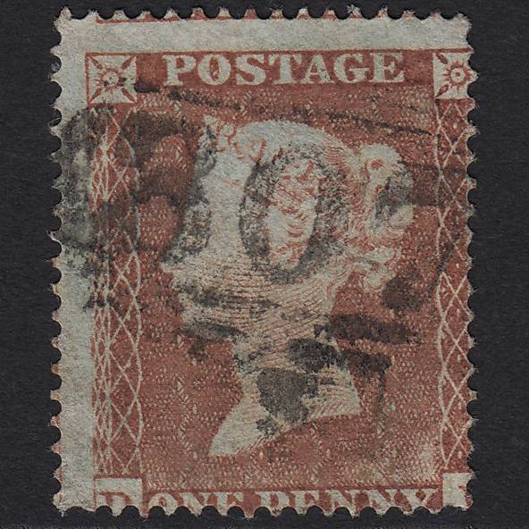 GB QV 1854 1d Red-brown SG17-C1(1) GU Gainsborough 307 Worn Impression