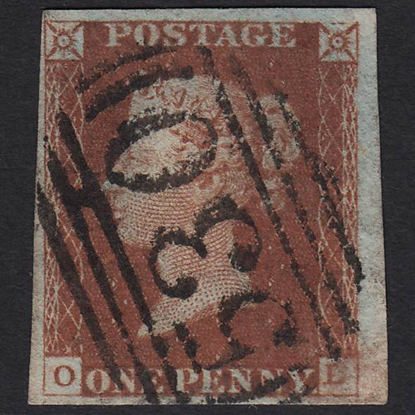 GB QV 1841 1d Red-brown Pl 56 SG8-B1(1) OL FU Milnthorpe 530 4M Imperf