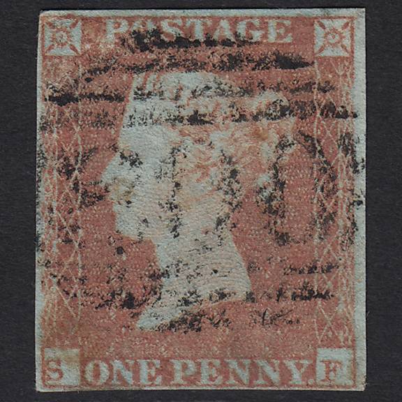 GB QV 1841 1d Red-brown (Plate 89) SG8-B1(1) SF GU Tiverton 800