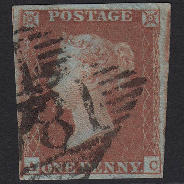 GB QV 1841 1d Pl 102 SG8-B1(1) AC FU Dublin 186 4M Missing Imprimatur