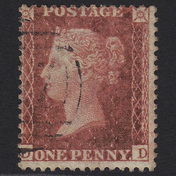 GB QV 1857 1d Rose-red (Plate 62) SG40-C10(1) DD FU Light Cancel