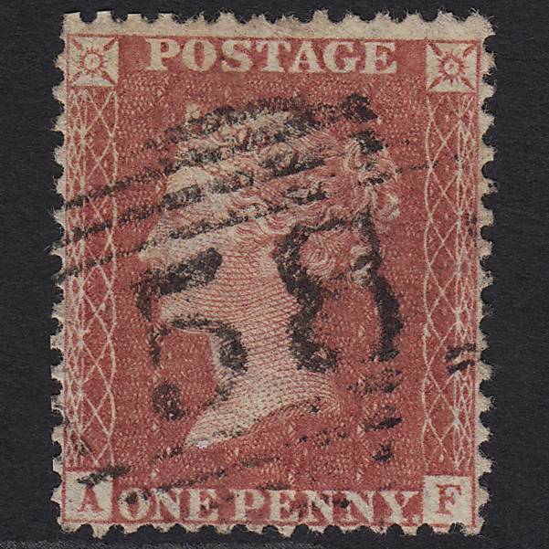 GB QV 1857 1d Rose-red SG40-C10(1) AF FU Offset on Reverse