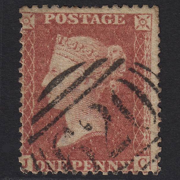 GB QV 1857 1d Rose-red (Plate 60) SG40-C10(1) JC GU Plymouth 620 Misperf