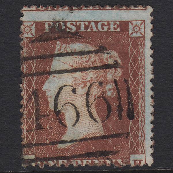 GB QV 1854 1d Plate R5 SG17-C1(1) SH VFU Liverpool 466 Large Misperf