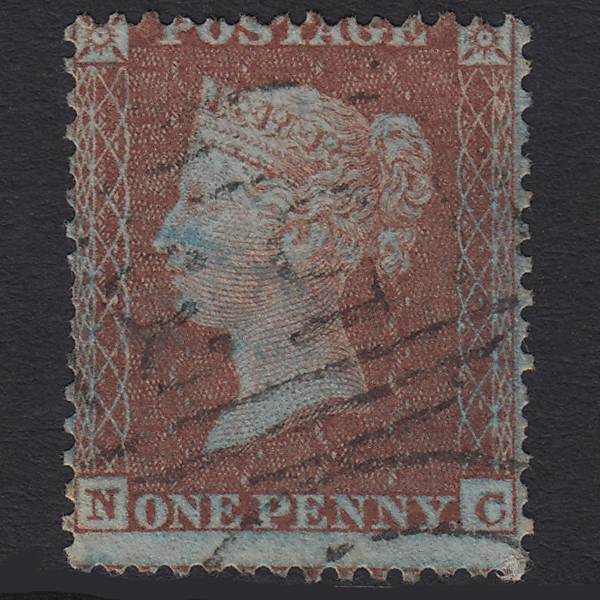 GB QV 1855 1d Red-brown (Plate 9) SGC6(1) NC GU Bath 53 Misperf
