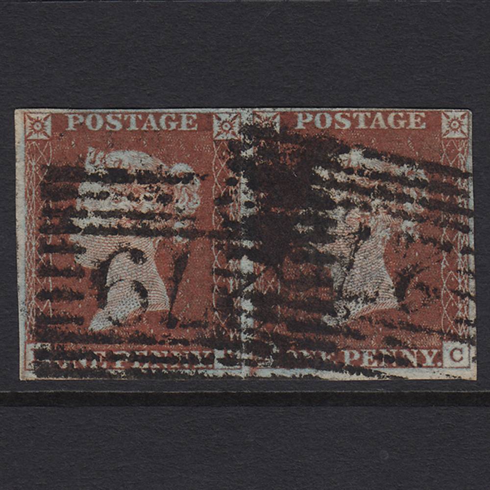 GB QV 1841 1d Red-brown (Plate 49) SG8-B1(1) FB-FC GU Pair 4M Peebles 279
