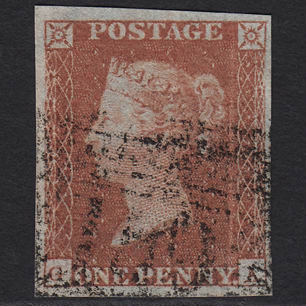 GB QV 1841 1d Red-brown (Plate 123) SG8-B2(1) GA GU 4 Margins Glasgow 159