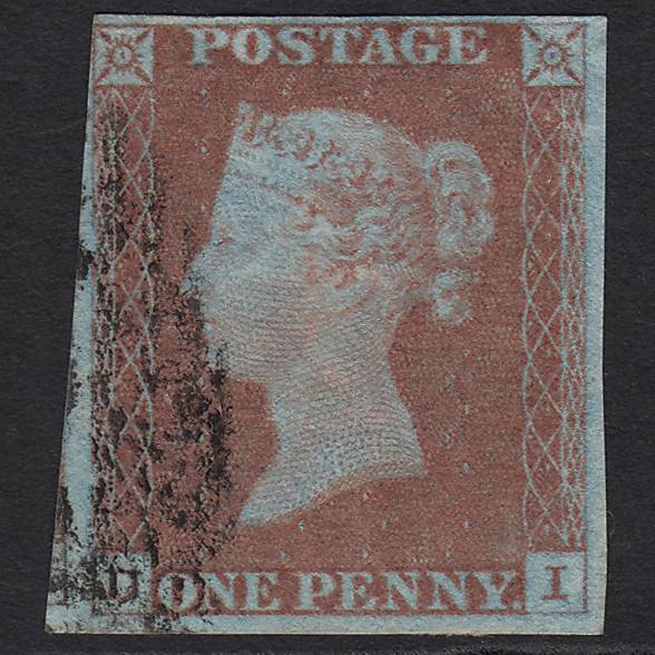 GB QV 1841 1d Very Blued (Plate 72) SG8a-B1(2) DI GU nr 4 Margins