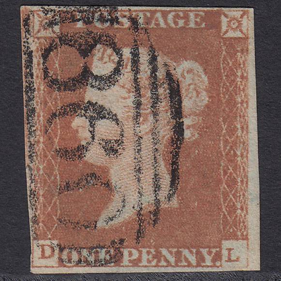 GB QV 1841 1d Red-brown Pl 70 SG8-B1(1) DL FU 4 Margins Wellington 860