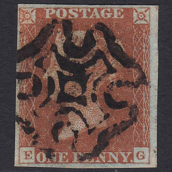 GB QV 1841 1d Red-brown Pl 38 SG8-B1(1) EG FU 4M Unusual Maltese Cross