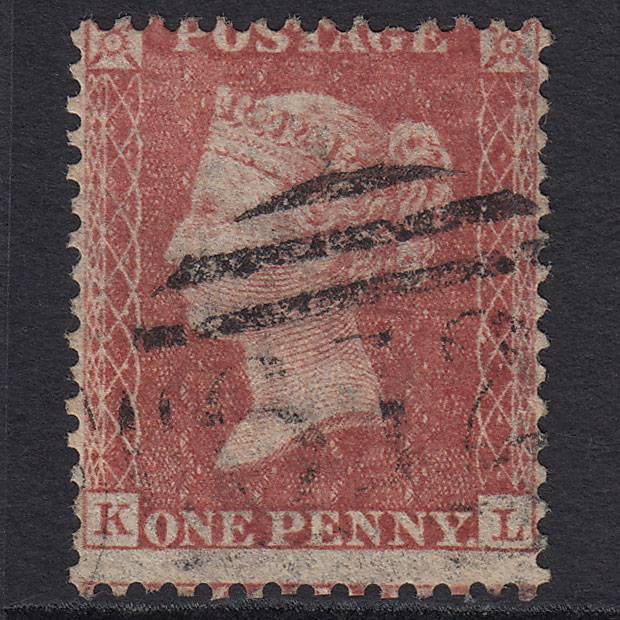 GB QV 1857 1d Rose-red Pl 46 SG40-C10(1) KL GU Peterborough 612 Misperf