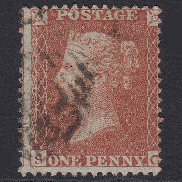 GB QV 1855 1d Red-brown (Plate 7) SG24-C3(1) SC FU Misperf