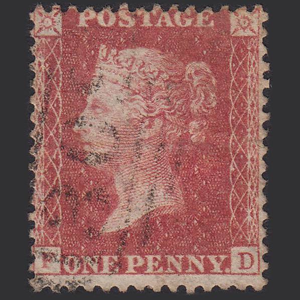 GB QV 1857 1d Rose-red (Plate 43) SG40-C10(1) FD GU Gateshead 309