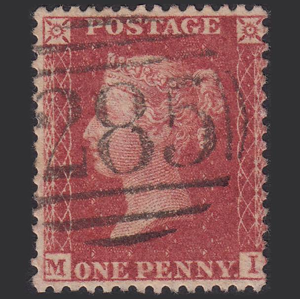 GB QV 1857 1d Rose-red (Plate 36) SG40-C10(1) MI FU Exeter 285