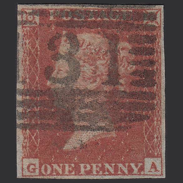 GB QV 1841 1d Red-brown Pl 162 SG8-B2(1) GA GU 4M Imperf Edinburgh 131