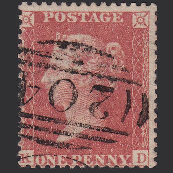 GB QV 1857 1d Rose-Red Transitional (Plate 36) SGC9A(3) KD FU Cirencester 204