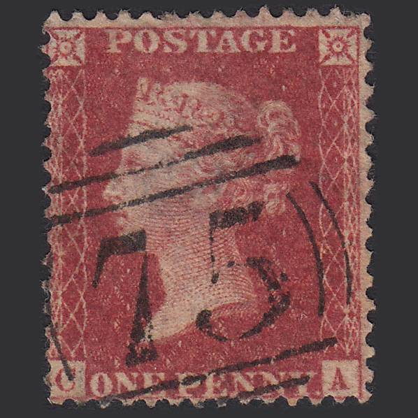 GB QV 1857 1d Rose-red (Plate 42) SG40-C10(1) KA FU Birmingham 75