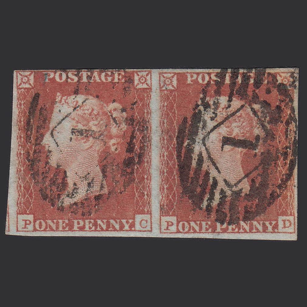 GB QV 1841 1d Red-brown Pl 101 SG8-B1(1) PC-PD FU 4 Margins London IS 1