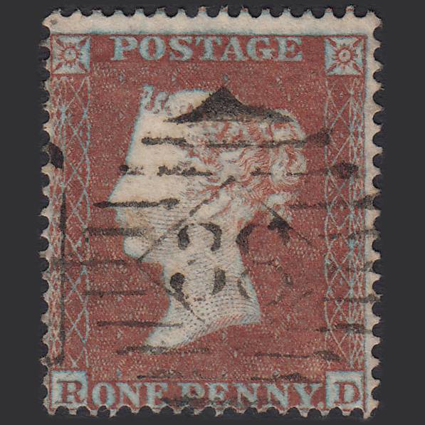 GB QV 1854 1d Plate R5 SG17-C1(1) Ivory Head RD VFU London IS 38 38.b