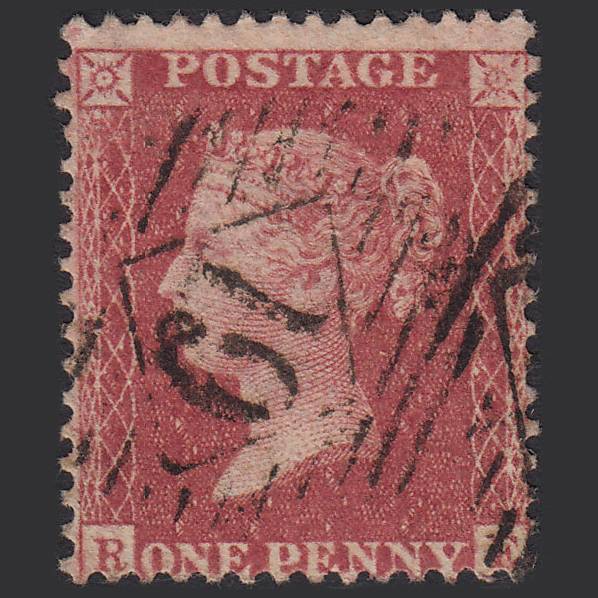 GB QV 1857 1d Rose-red (Plate 46) SG40-C10(1) RE FU London IS Cancel