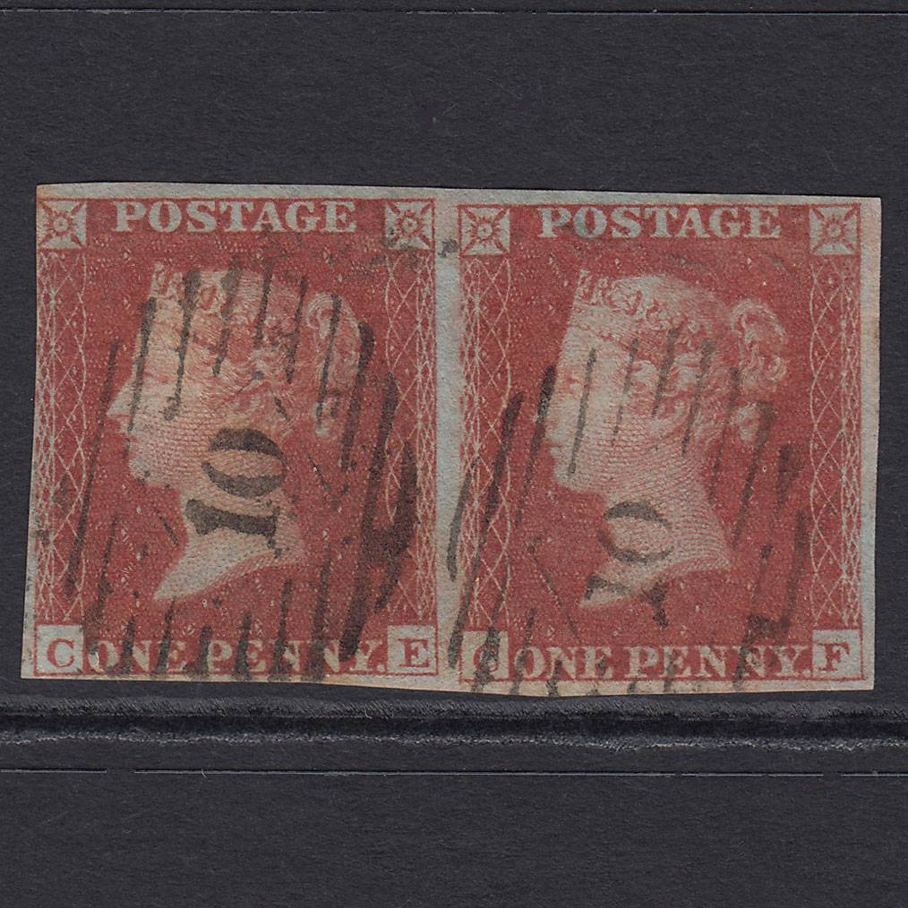 GB QV 1841 1d Pl 167 SG8-B2(1) CE-CF FU Pair nr 4 Margins London IS 10