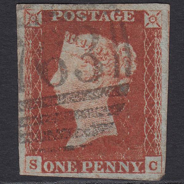GB QV 1841 1d Red-brown (Plate 65) SG8-B1(1) SC GU 4 Margins Swansea 763