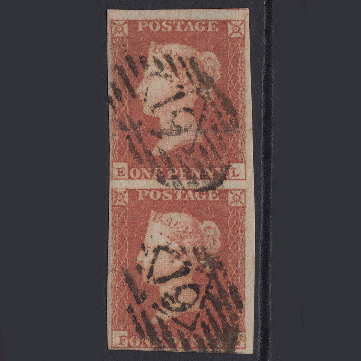 GB QV 1841 1d (Plate 87) SG8-B1(1) EL-FL GU Pair 4 Margins London IS 19