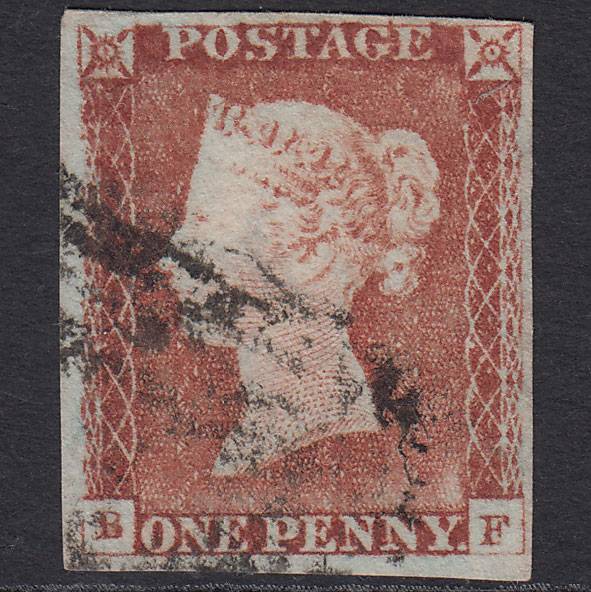 GB QV 1841 1d Pale Red-brown Pl 64 SG9-B1(3) BF FU 4M V Worn Impression